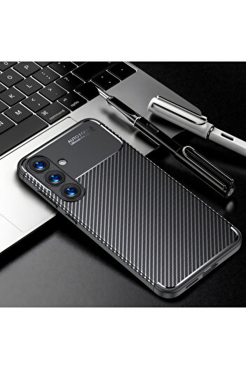 Fibaks Galaxy S25 Plus Case Camera Protruding Carbon Pattern Colorfast Protective Cover