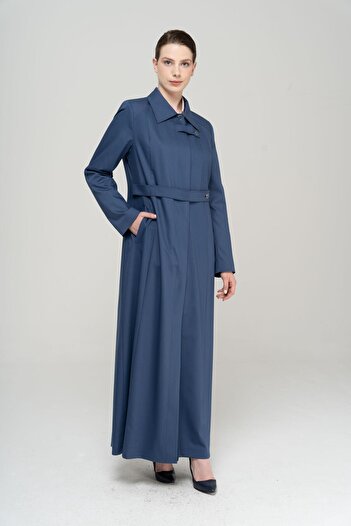 Olcay Large Size Lined Top Coat Shirt Indigo 6565