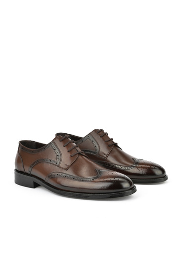 Ziya Men's Genuine Leather Classic Shoes - 1511027 Z409 Coffee