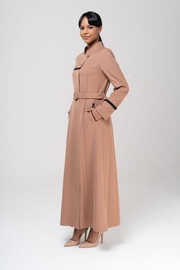 Olcay Lined Overcoat with Judge Collar Garnish and Accessory Detail KAMEL 6550
