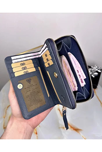 Fil Deri Genuine Leather Multi-Compartment Zippered Luxury Women's Wallet 2091