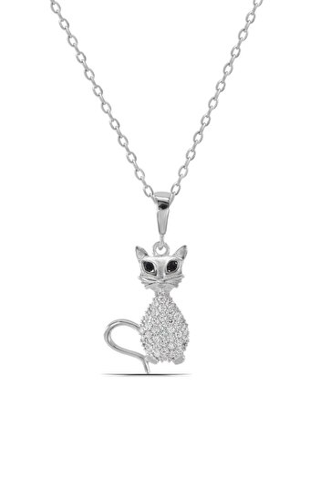 Parmas Design Kedi Tasarım 925 Ayar Gümüş Kadın Kolye