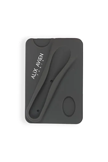 Alix Avien Gray Lipstick Compartment Silicone Phone Card Holder - Silky Care Lipgloss Silicon Case Gray