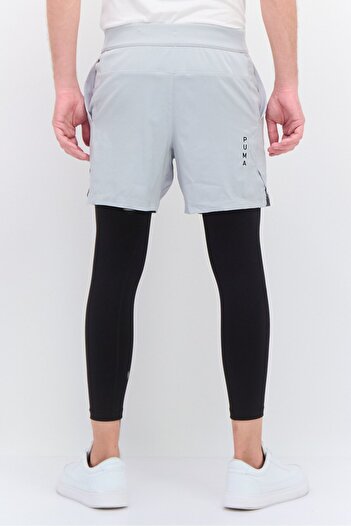 Puma Men Tight Fit 2 In 1 Training Short With Tight, Light Grey