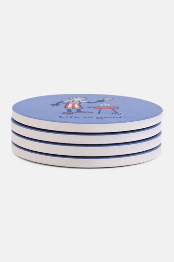 Life is Good 4 Pieces Jake Grilling Print Ceramic Coasters, Multicolor