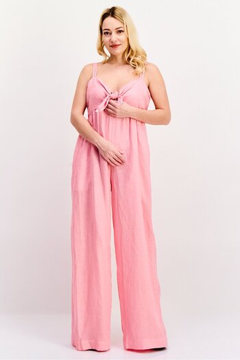 Scotch & Soda Women Plain Sleeveless Jumpsuit, Pink