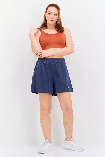 Puma Women Sportswear Fit Embroidered Logo Training Shorts, Navy Blue