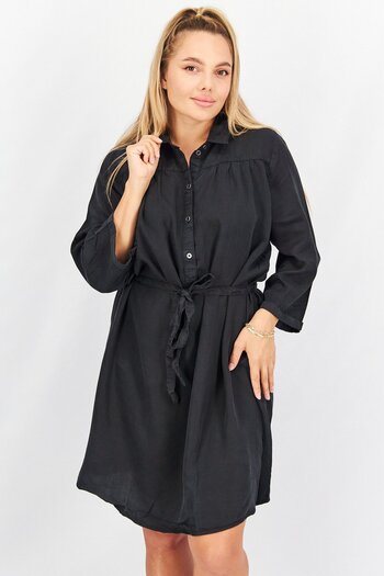 Tchibo Women Plain Long Sleeve Shirt Dress, Black