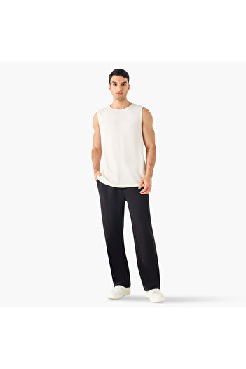 Iconic Textured Round Neck Sleeveless T-shirt