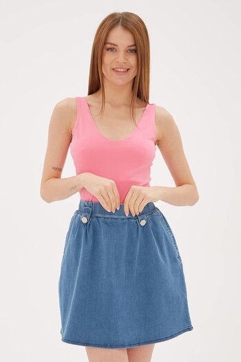 Fashion Friends V-Neck Back Cross Strap Singlet Ροζ / Ροζ