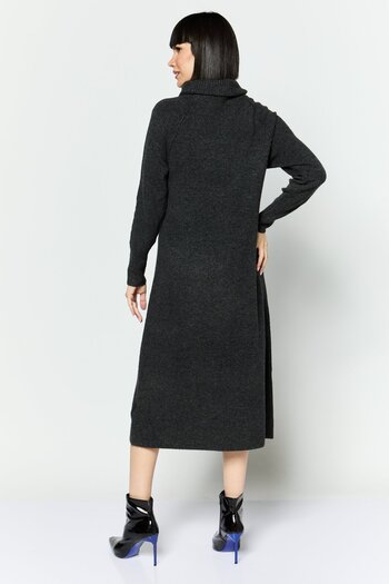 Esprit Women Knitted Midi Dress, Dark Grey