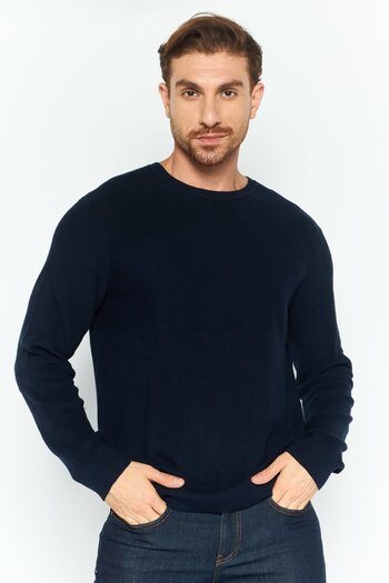 Michael Kors Men Crew Neck Embroidered Logo Sweater, Navy