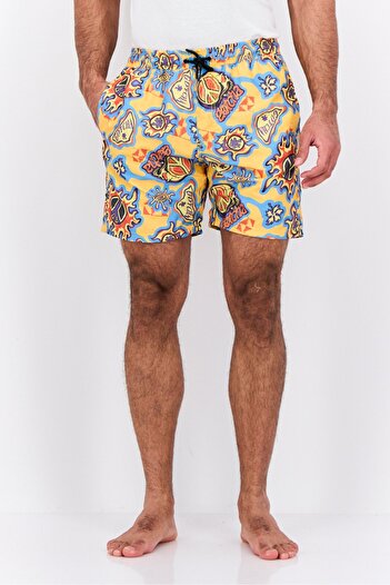 Gotcha Men Allover Print Board Shorts, Yellow Combo