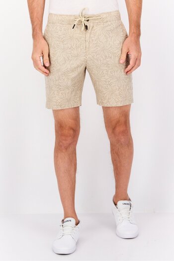 Perry Ellis Men Floral Print Basic Shorts, Beige