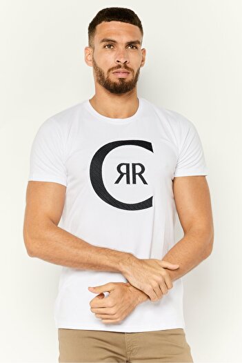 Cerruti 1881 Men Crew Neck Short Sleeves Brand Logo T-Shirt, White
