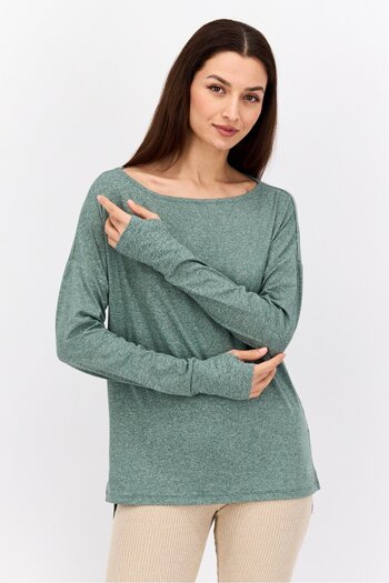 Nine West Women Sportswear Fit Long Sleeves Outdoors Top, Green