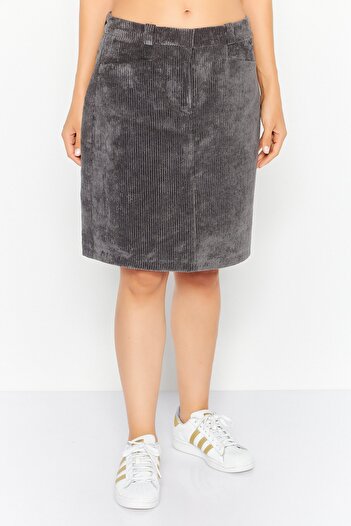 Esprit Women Textured Casual Mini Skirt, Dark Grey