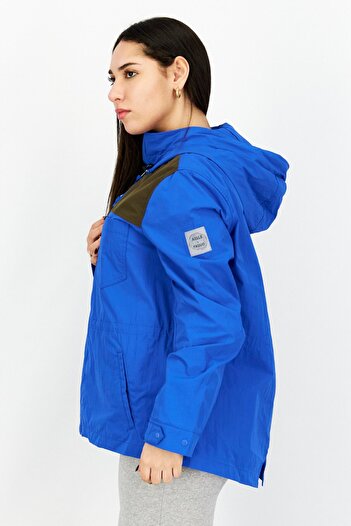 Aigle x Faguo Women Brand Logo Windbreaker Jacket, Blue