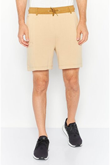 Esprit Men Drawstring Solid Basic Shorts, Beige