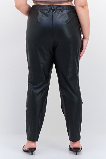 Nina Parker Women Plus Size Faux Leather Skinny Pants, Black