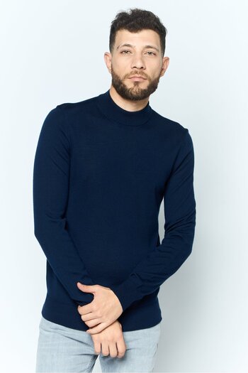 Michael Kors Men Crew Neck Plain Long Sleeve Sweater, Navy