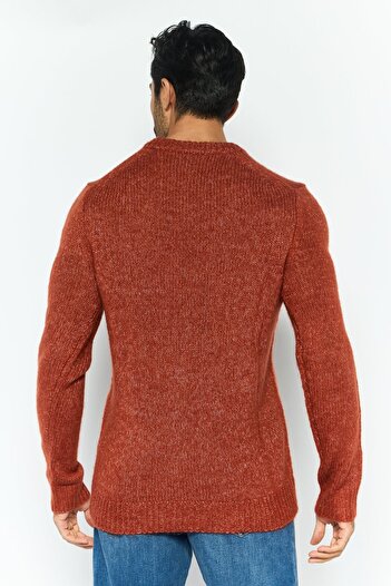 Michael Kors Men Crew Neck Long Sleeve Textured Sweater, Brown