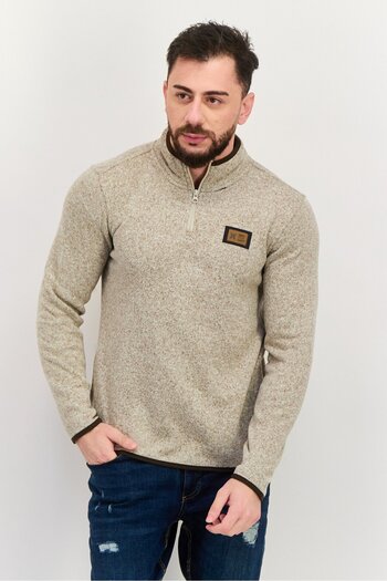 Hurley Men Textured Half Zip Sweater, Heather Grey Combo