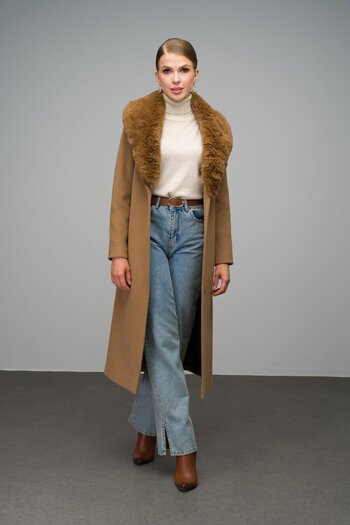Olcay K. KAMEL 3066 - Detachable Collar Furry Interlay Coat