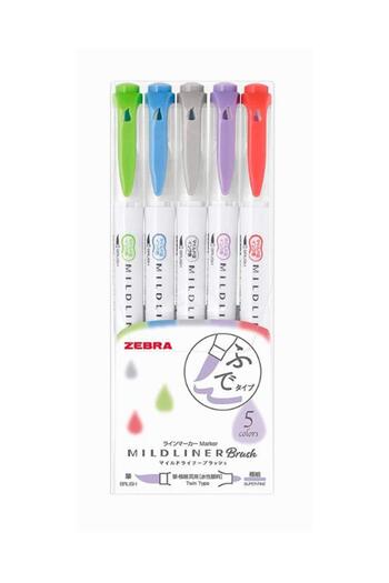 Zebra Mildliner Brush Tip Highlighter 5Pcs Wft8 5Cnc Model 2