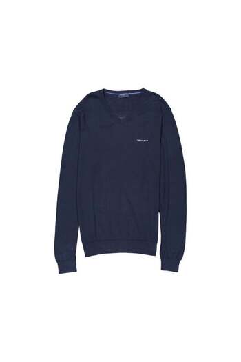 Hackett Men V-neck Sweater, Dark Blue
