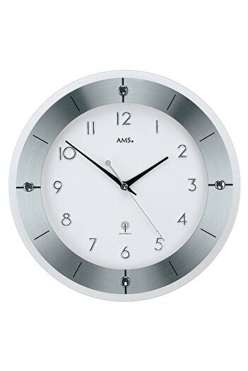 AMS Wall Clock 5848, Quartz, White, Analogue, Modern