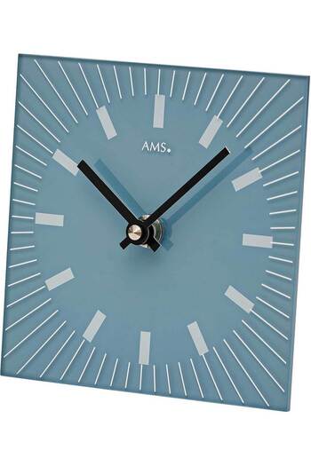 AMS Table Clock 1157, Quartz, Blue, Analogue, Modern