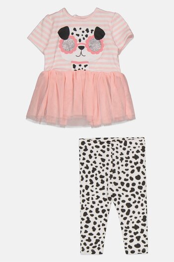 Lily & Jack Toddlers Girl 2 Pieces Textured Dress And Bottom Set, Pink