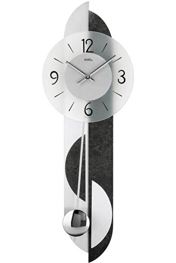 AMS Wall Clock 7299, Quartz, Silver, Analogue, Modern