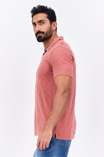GAP Men Regular Fit Stripe Short Sleeves Polo Shirt, Red