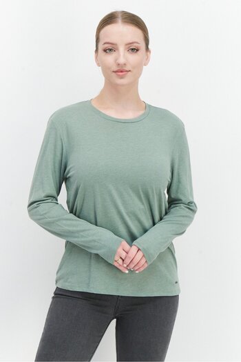 O'Neill Women Round Neck Long Sleeve Textured T-Shirt, Sage Green