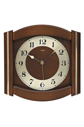 AMS Wall Clock 5822/1, Quartz, Gold, Analogue, Classic