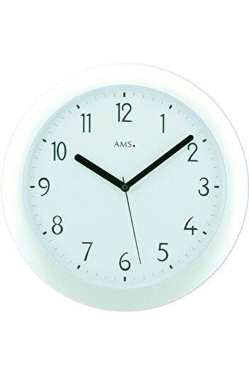 AMS Wall Clock 5844, Quartz, White, Analogue, Modern