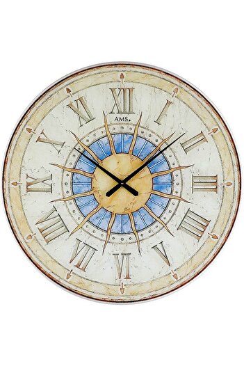 AMS Wall Clock 9230, Quartz, Beige, Analogue, Modern