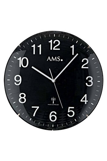 AMS Wall Clock 5959, Quartz, Black, Analogue, Modern