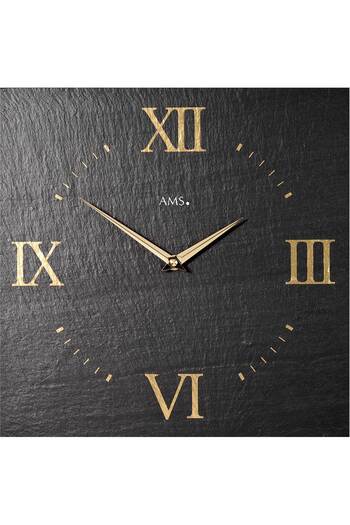 AMS Wall Clock 9517, Quartz, Black, Analogue, Modern