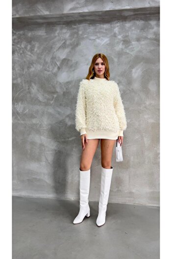 MEM Stand Collar Plain Long Sleeve Women's Knitwear Tunic