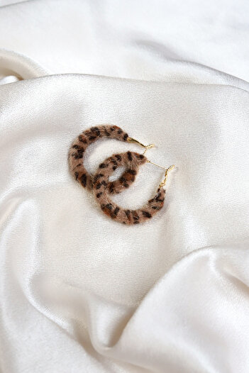 Brillo Leopard Fur Textured Stylish Hoop Earrings