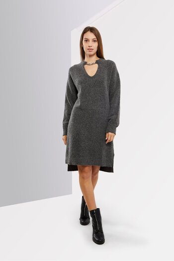 Michael Kors Women Knitted Long Sleeve Sweater Dress, Berby Heather
