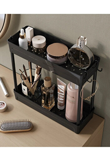 Mutfak Köşesi Makeup,Jewelry and Grooming Products Organizer, Two Shelves Stand, Two Layers Hanging Cosmetic Organizer