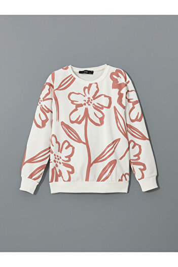 LC Waikiki Crew Neck Floral Girl's Sweatshirt