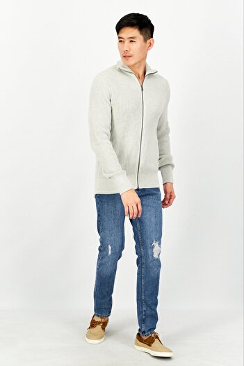 CELIO Men Turtle Neck Long Sleeve Textured Sweater, Grey