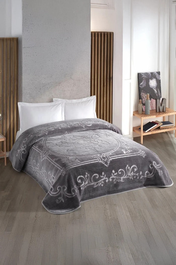 Taç Double Crystal Blankent Blanket - 220X240 Anthracite