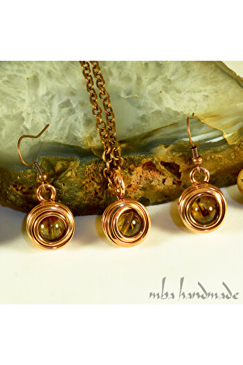 mba handmade jewelry Citrine Crystal - Pure Copper Authentic Necklace and Chain Set