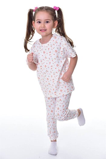 bunny hopp Set de pijamale cu mâneci scurte pentru fete, 100% bumbac, cu imprimeu floral interlock (3,4,5,6,7,8,9,10,11,12 ANI)